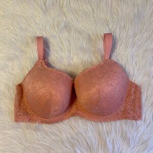 Delta Burke Bra Womens Size 42D Pink Floral‎ Lightly Lined Underwire